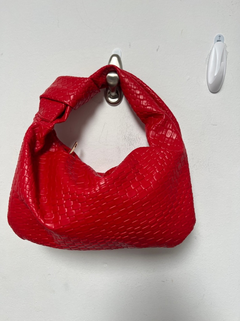 Motf Red Woven Hobo Shoulder Bag